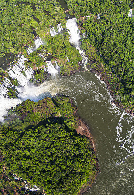 Aerial view of Iguaçu Falls, Foz do Iguaçu, Parana, Brazil